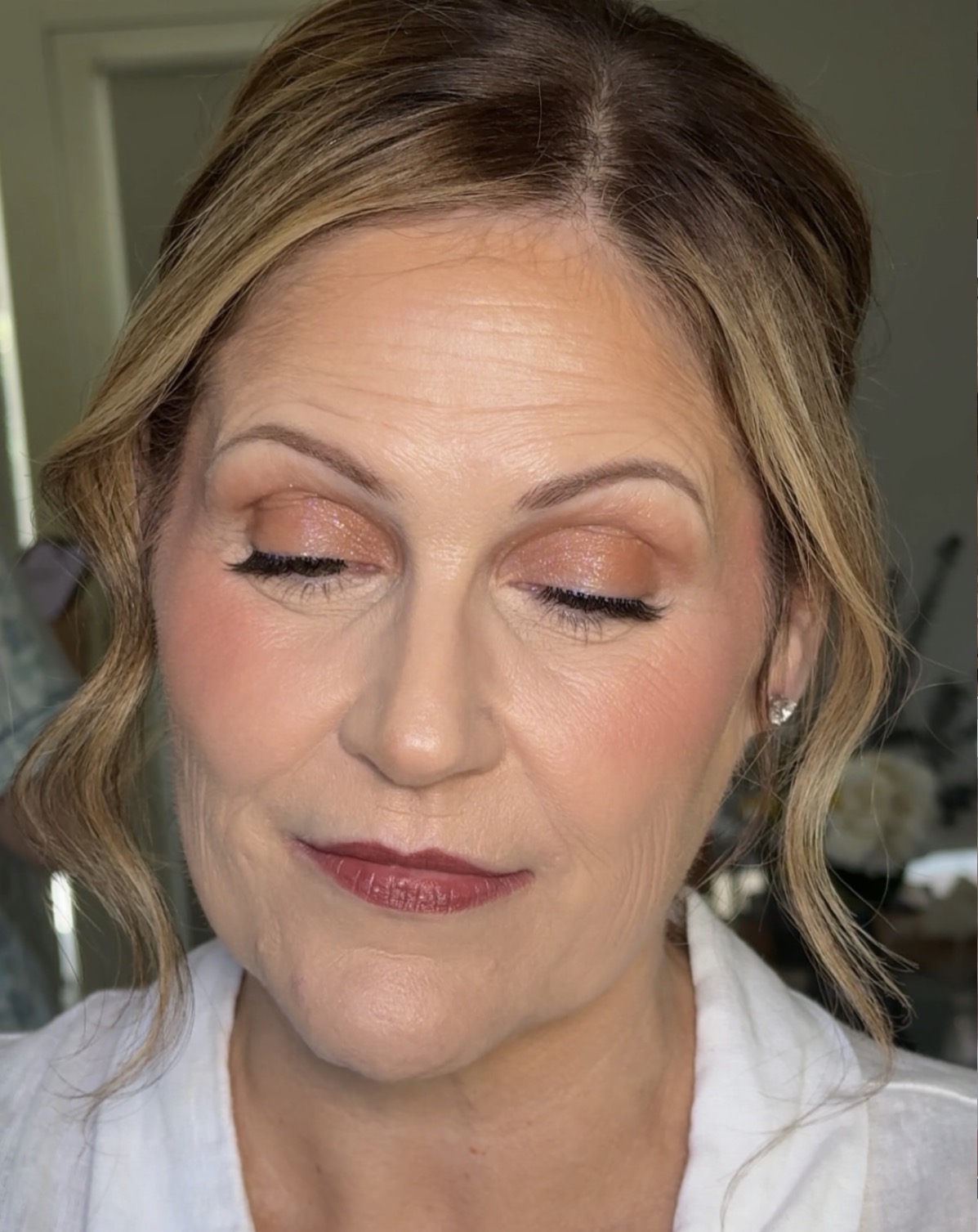 Client with soft glam makeup by Maddy Donohue